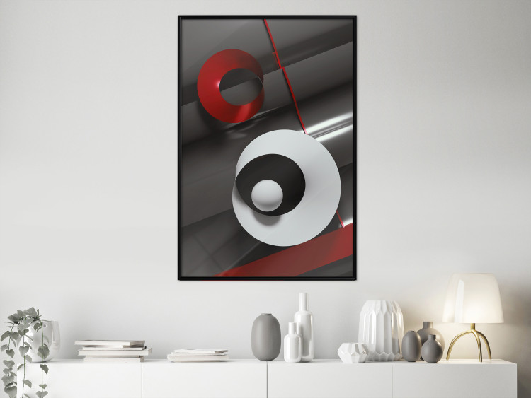 Wall Poster Ribbons - geometric abstraction with a hint of white and red color 136381 additionalImage 18