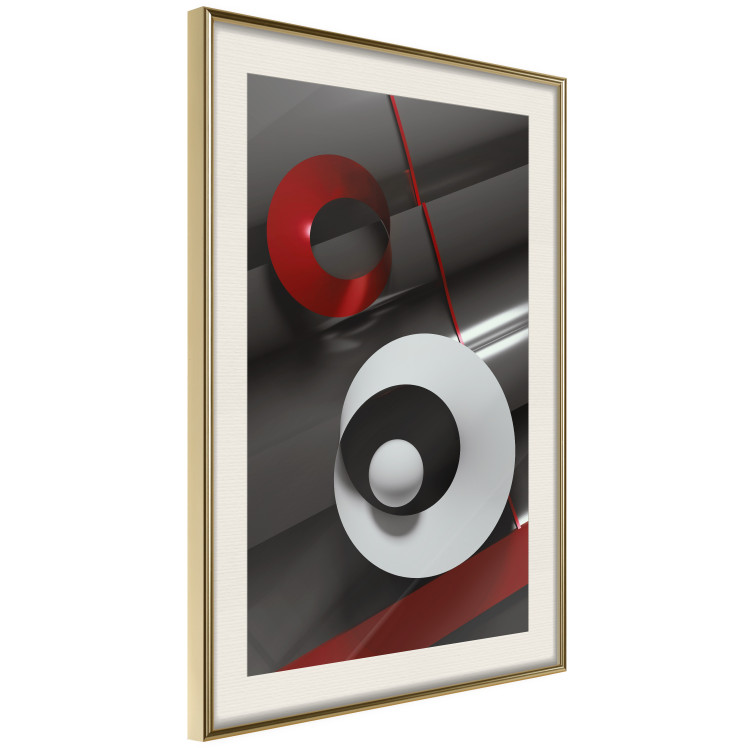 Wall Poster Ribbons - geometric abstraction with a hint of white and red color 136381 additionalImage 21