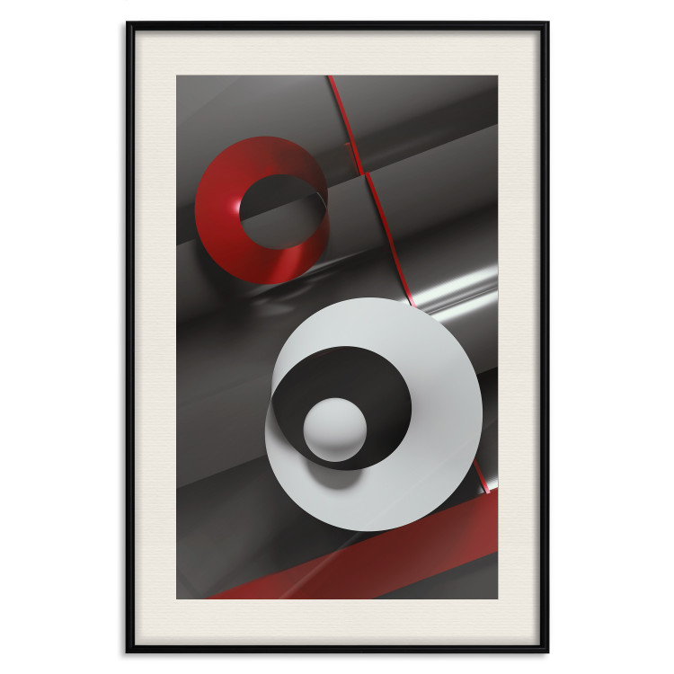 Wall Poster Ribbons - geometric abstraction with a hint of white and red color 136381 additionalImage 5