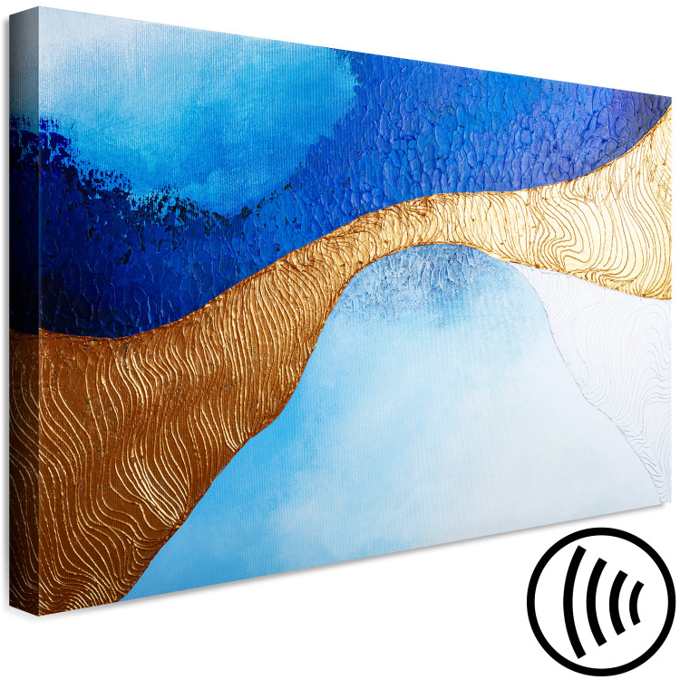 Canvas Print Golden Estuary (1-piece) Wide - modern abstraction in blue 138181 additionalImage 6