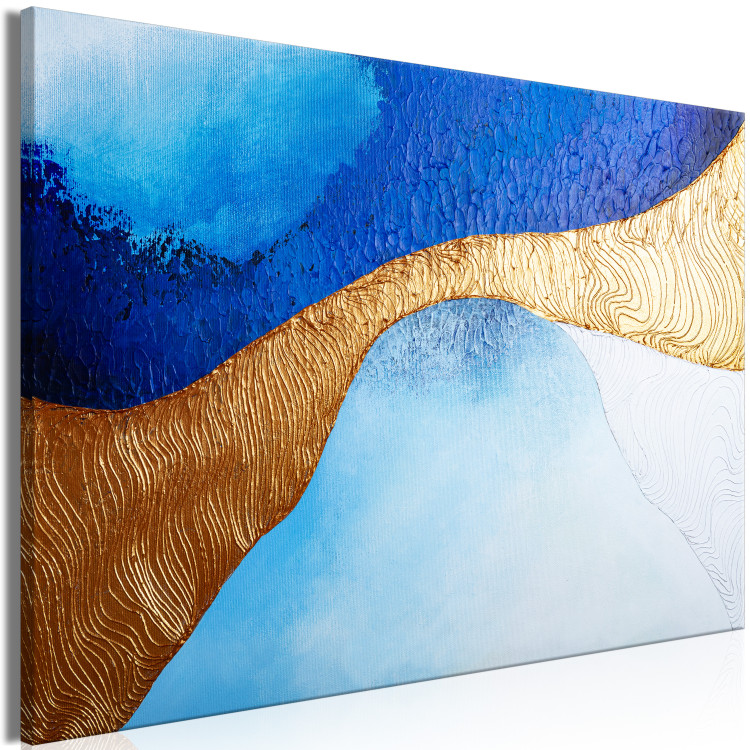 Canvas Print Golden Estuary (1-piece) Wide - modern abstraction in blue 138181 additionalImage 2