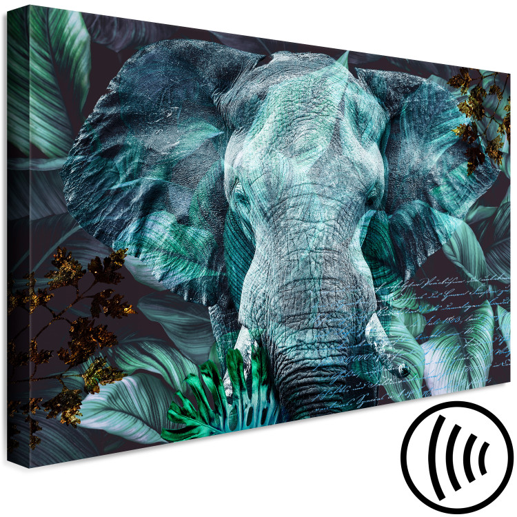 Canvas Art Print In the Turquoise Jungle (1-piece) Wide - elephant's head among leaves 138281 additionalImage 6