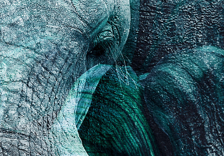 Canvas Art Print In the Turquoise Jungle (1-piece) Wide - elephant's head among leaves 138281 additionalImage 5