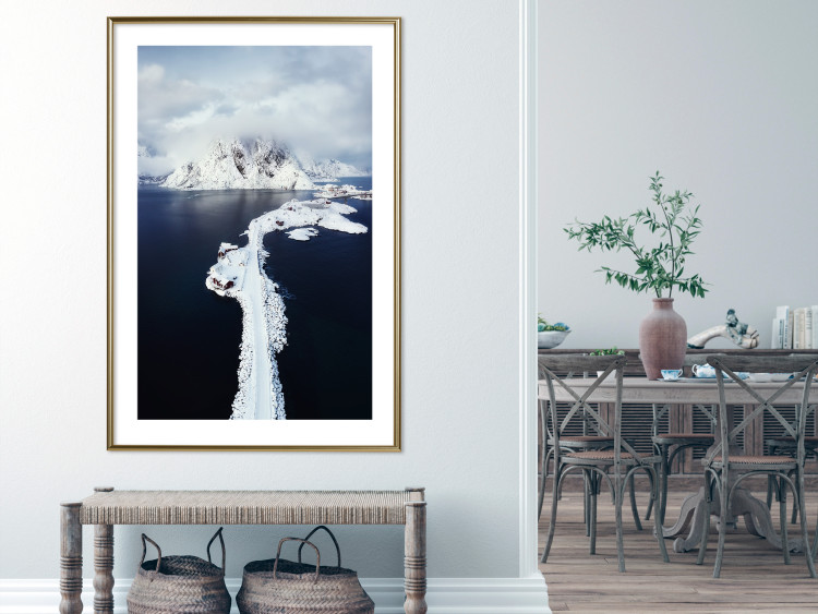 Poster Quiet Haven - winter landscape of mountains against a clear sky with clouds 138781 additionalImage 12