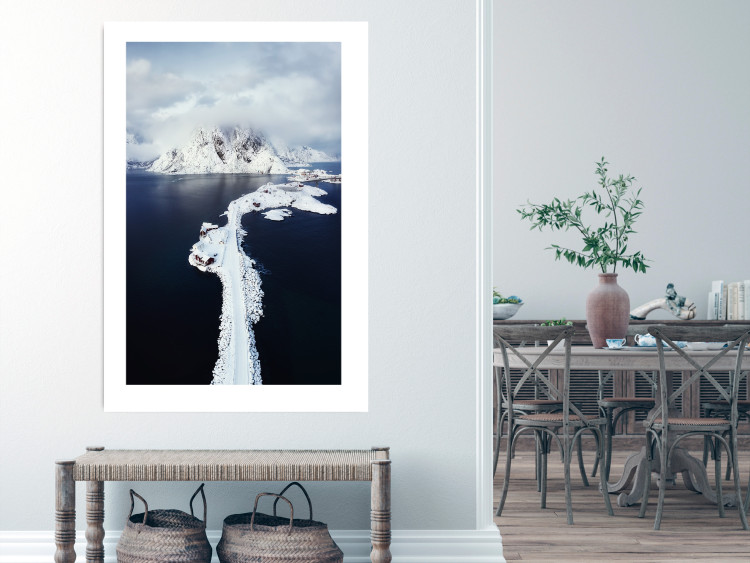 Poster Quiet Haven - winter landscape of mountains against a clear sky with clouds 138781 additionalImage 6