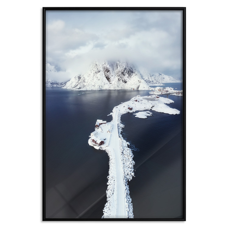 Poster Quiet Haven - winter landscape of mountains against a clear sky with clouds 138781 additionalImage 19
