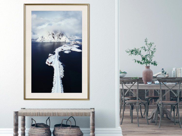 Poster Quiet Haven - winter landscape of mountains against a clear sky with clouds 138781 additionalImage 14