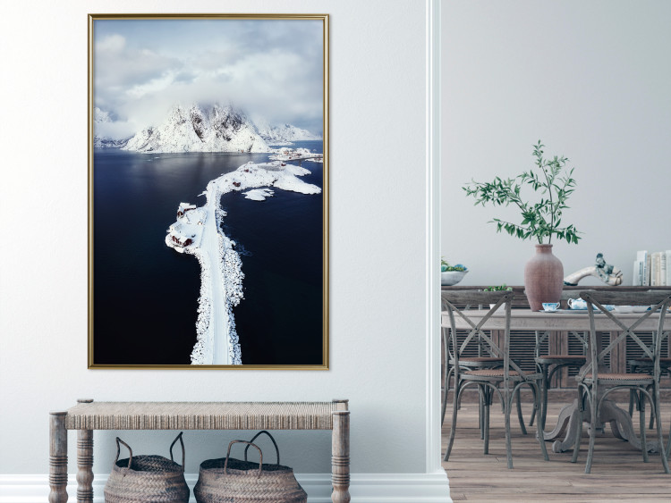 Poster Quiet Haven - winter landscape of mountains against a clear sky with clouds 138781 additionalImage 10