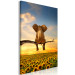 Canvas Print Elephant and Sunflowers (1-piece) Vertical - fantasy with a sunset 142681 additionalThumb 2