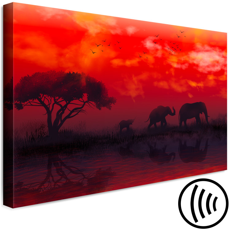 Canvas African Landscape (1-piece) Wide - elephants and red sky 143481 additionalImage 6