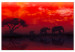 Canvas African Landscape (1-piece) Wide - elephants and red sky 143481