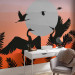 Photo Wallpaper Animals in the fern - birds on an orange sunset background 143881 additionalThumb 4