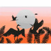 Photo Wallpaper Animals in the fern - birds on an orange sunset background 143881 additionalThumb 5
