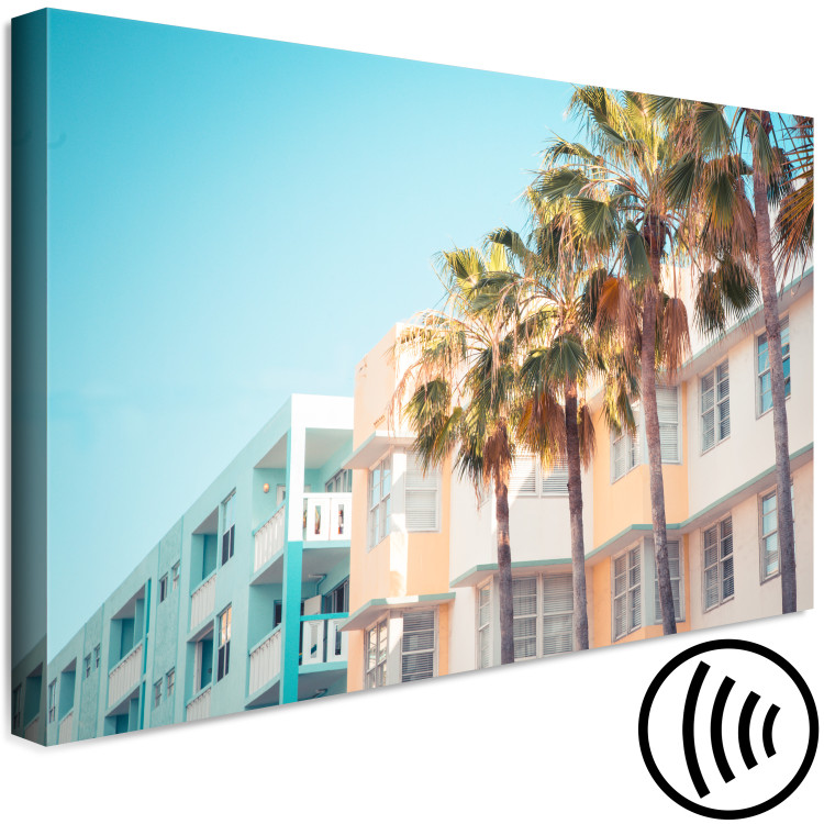 Canvas Art Print Miami City in Summer - Palm Trees and Florida Coast Architecture in Pastel 144481 additionalImage 6
