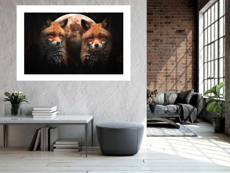 Wall Poster Forest Couple - Two Foxes and the Moon Against the Night, Starry Sky 144781 additionalImage 10
