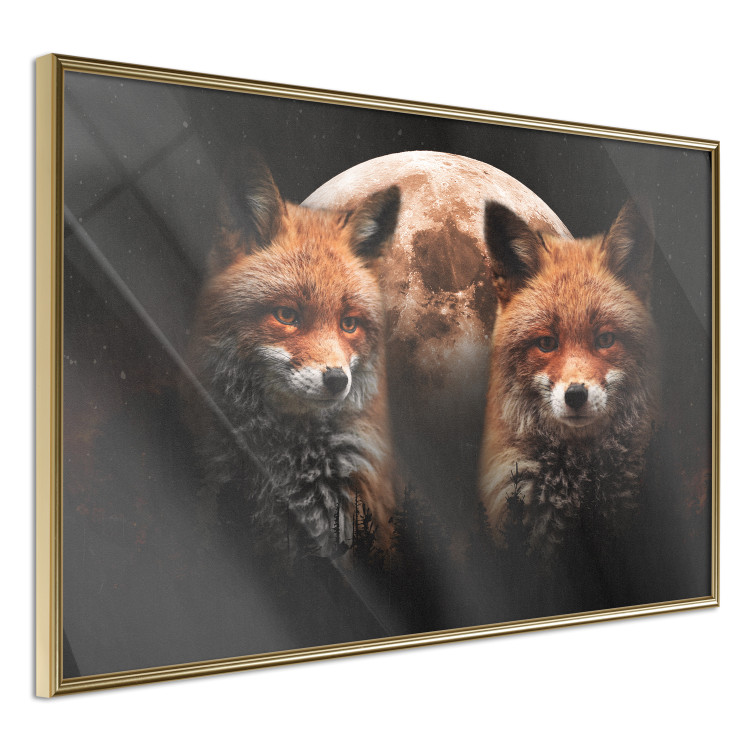 Wall Poster Forest Couple - Two Foxes and the Moon Against the Night, Starry Sky 144781 additionalImage 5