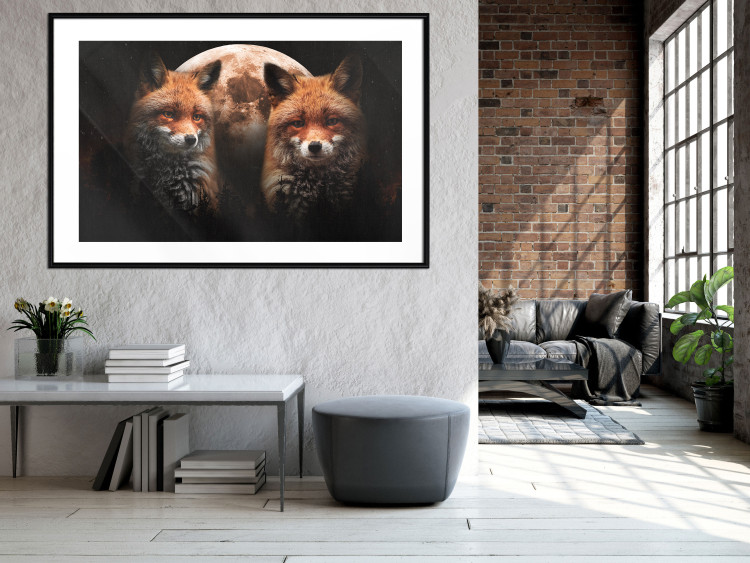 Wall Poster Forest Couple - Two Foxes and the Moon Against the Night, Starry Sky 144781 additionalImage 12