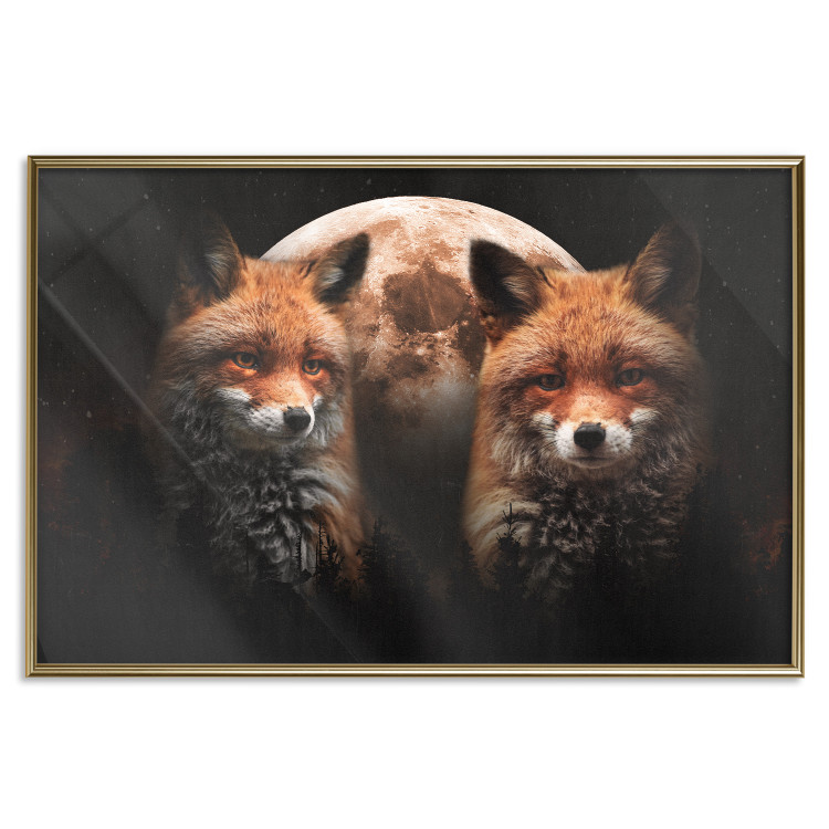 Wall Poster Forest Couple - Two Foxes and the Moon Against the Night, Starry Sky 144781 additionalImage 14