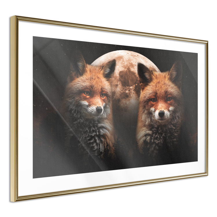 Wall Poster Forest Couple - Two Foxes and the Moon Against the Night, Starry Sky 144781 additionalImage 9