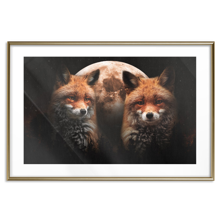 Wall Poster Forest Couple - Two Foxes and the Moon Against the Night, Starry Sky 144781 additionalImage 20