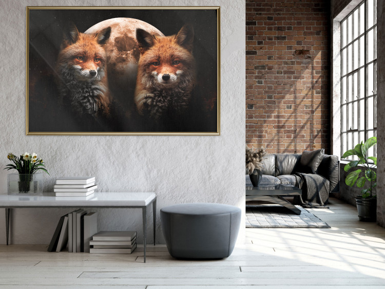 Wall Poster Forest Couple - Two Foxes and the Moon Against the Night, Starry Sky 144781 additionalImage 15