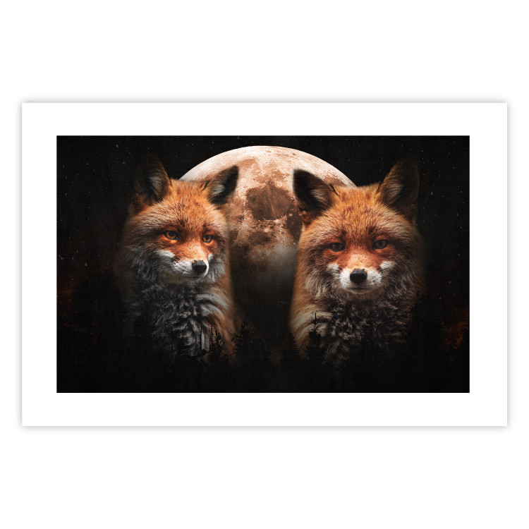 Wall Poster Forest Couple - Two Foxes and the Moon Against the Night, Starry Sky 144781 additionalImage 16