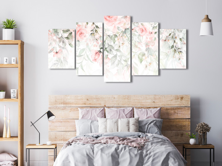 Canvas Art Print Waterfall of Roses (5 Parts) Wide - First Variant 150081 additionalImage 3