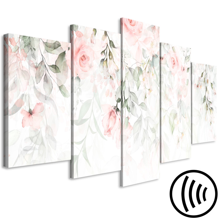 Canvas Art Print Waterfall of Roses (5 Parts) Wide - First Variant 150081 additionalImage 6
