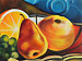 Canvas Art Print Nature with Fruits (1-piece) - pears and wine on a blue background 46681 additionalThumb 2