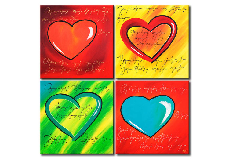 Canvas Art Print Collection of colorful hearts 46881