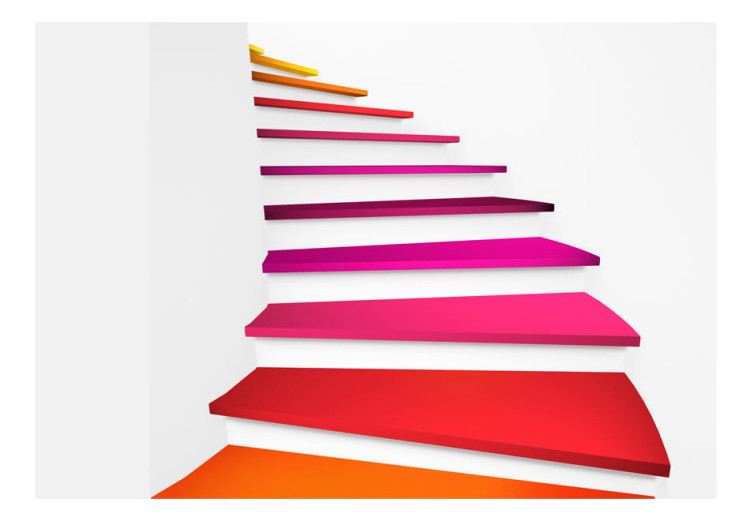 Wall Mural 3D Illusion - abstraction in a white space with colorful stairs 59781 additionalImage 1