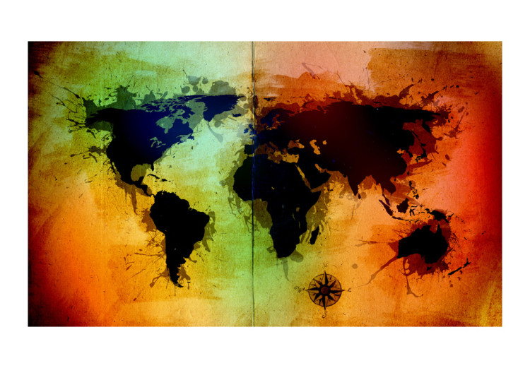 Photo Wallpaper Colourful Oceans - Colourful World Map with Black Continents 59981 additionalImage 1