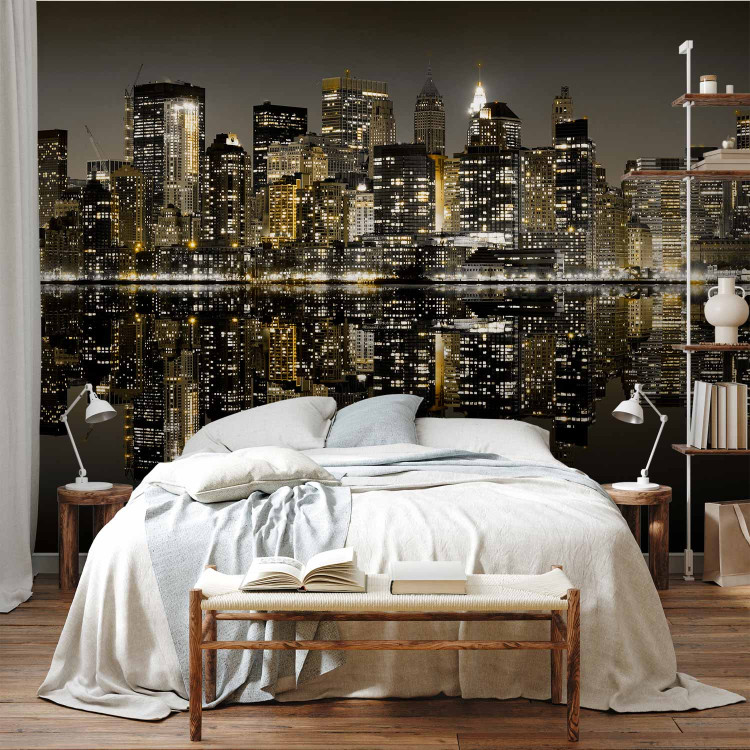 Wall Mural New York - Nighttime Landscape of Architecture with Illuminated Skyscrapers 61481 additionalImage 2