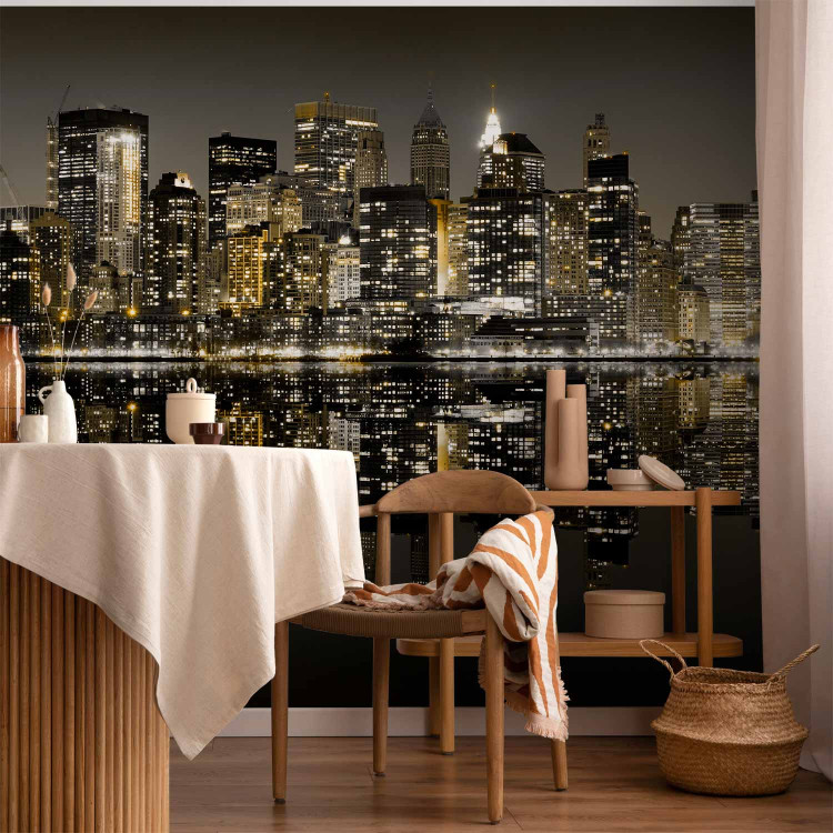 Wall Mural New York - Nighttime Landscape of Architecture with Illuminated Skyscrapers 61481 additionalImage 4