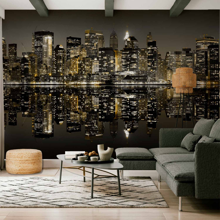 Wall Mural New York - Nighttime Landscape of Architecture with Illuminated Skyscrapers 61481