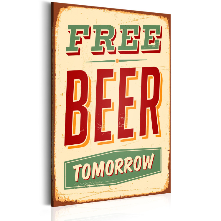 Canvas Print Free beer tomorrow - inscription in English in vintage style. Perfect for kitchen or room 64781 additionalImage 2