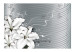 Photo Wallpaper Fantasy with ornaments - white lilies on a grey geometric background 97181 additionalThumb 1