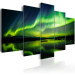 Canvas Print Night Glow (5-piece) - Sky with Green Aurora over Calm Sea 105191 additionalThumb 2