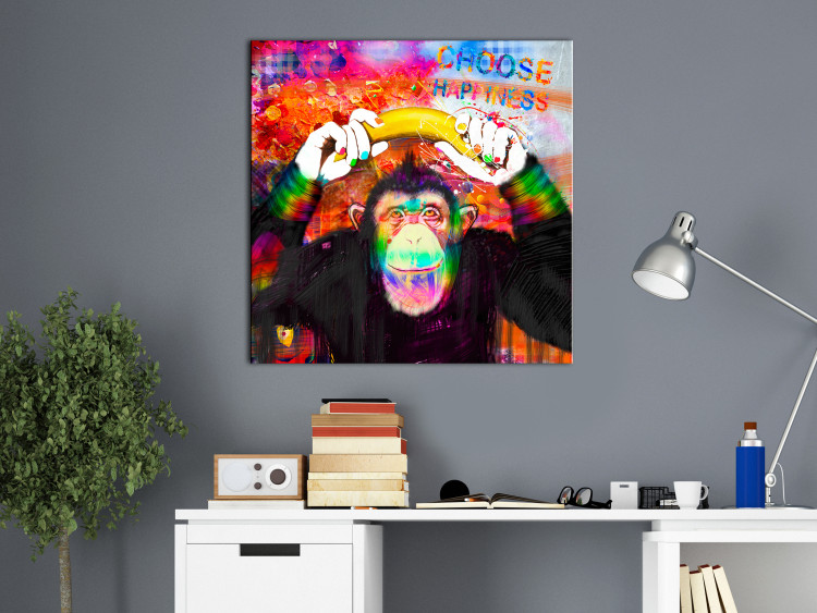 Canvas Choose Happiness (1-piece) - Happy Monkey with a Banana Overhead 106591 additionalImage 3