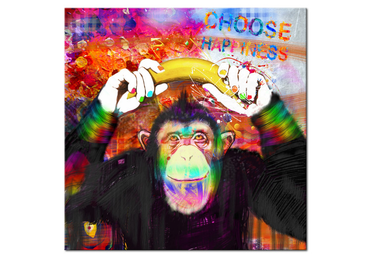 Canvas Choose Happiness (1-piece) - Happy Monkey with a Banana Overhead 106591