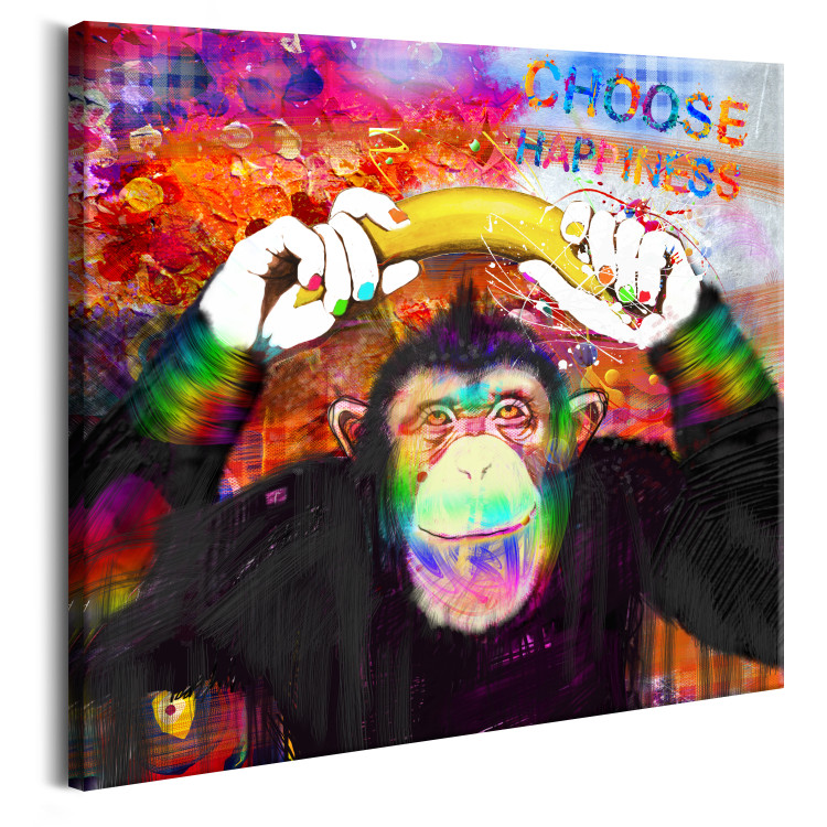 Canvas Choose Happiness (1-piece) - Happy Monkey with a Banana Overhead 106591 additionalImage 2