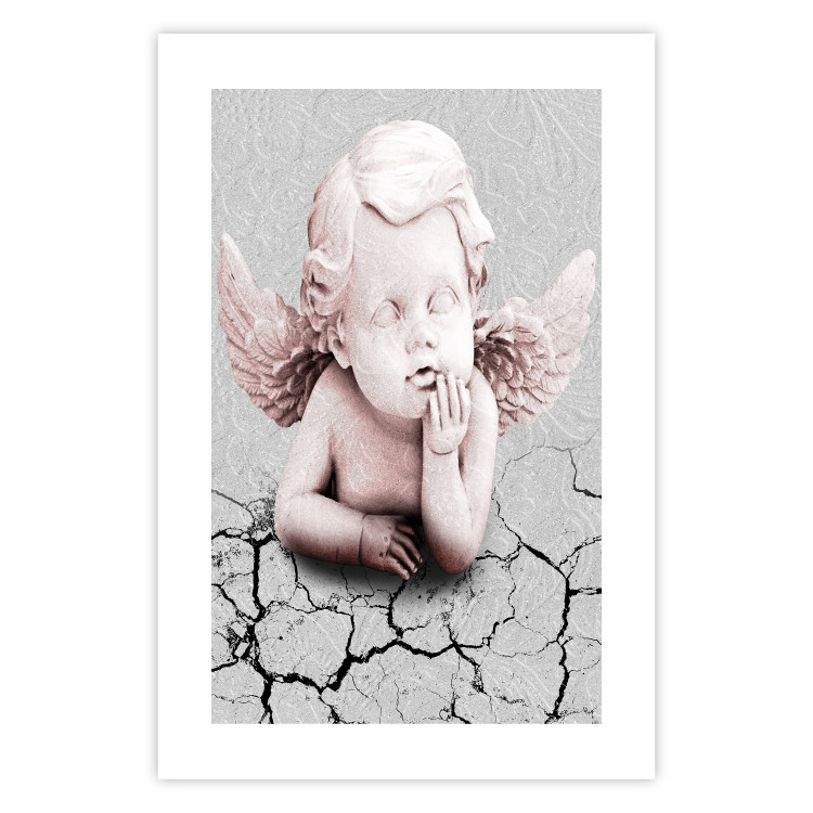 Poster Angel - light pink figurine of a boy leaning on gray cracked earth 116791 additionalImage 15