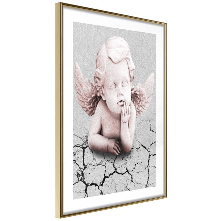 Poster Angel - light pink figurine of a boy leaning on gray cracked earth 116791 additionalImage 6