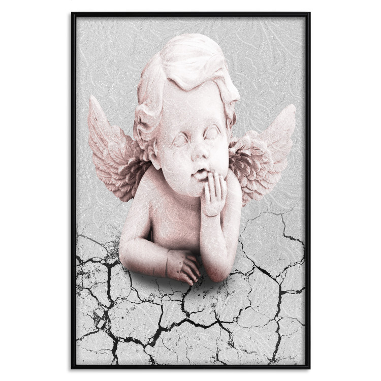 Poster Angel - light pink figurine of a boy leaning on gray cracked earth 116791 additionalImage 16