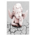 Poster Angel - light pink figurine of a boy leaning on gray cracked earth 116791