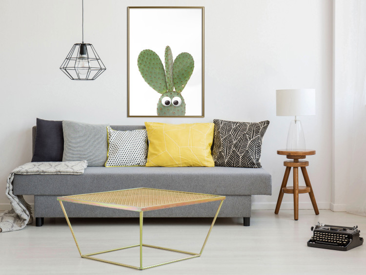 Wall Poster Eared Cactus - funny green plant with eyes on a solid background 116891 additionalImage 6