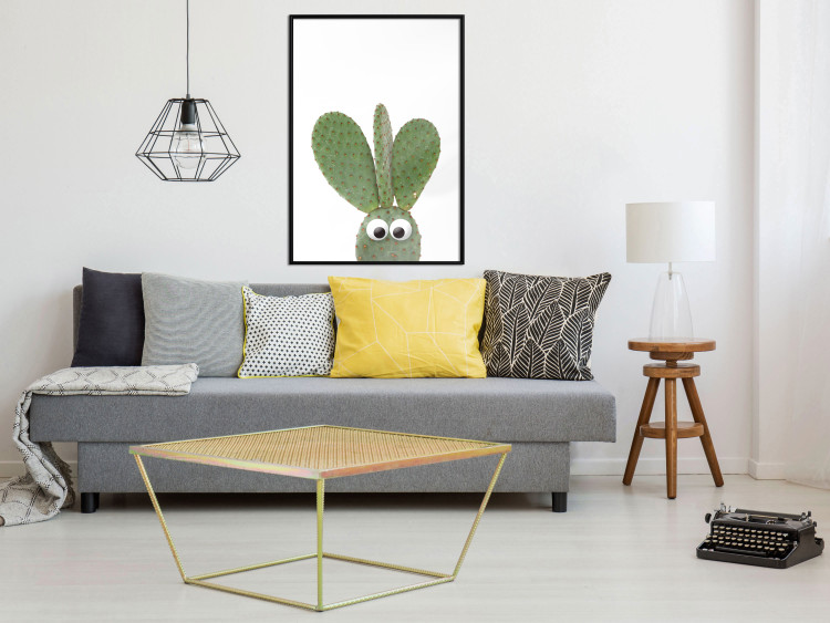Wall Poster Eared Cactus - funny green plant with eyes on a solid background 116891 additionalImage 4