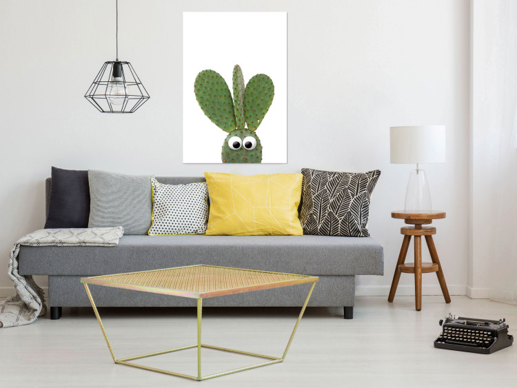 Wall Poster Eared Cactus - funny green plant with eyes on a solid background 116891 additionalImage 23
