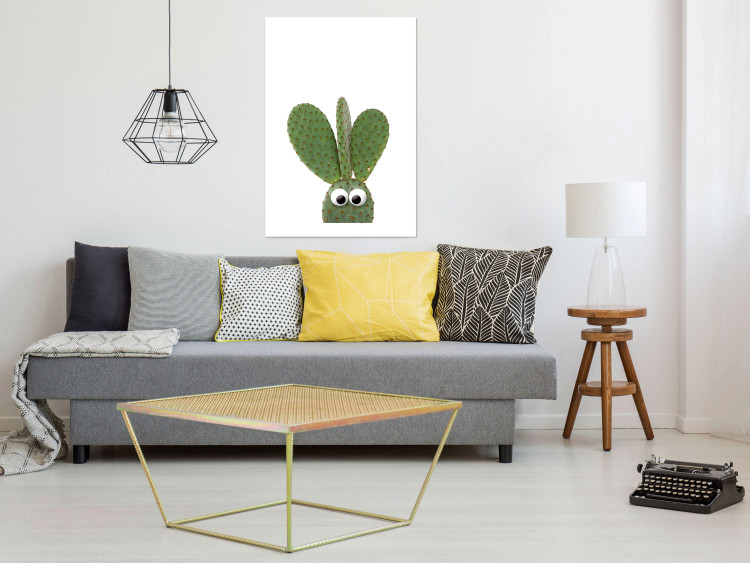 Wall Poster Eared Cactus - funny green plant with eyes on a solid background 116891 additionalImage 3
