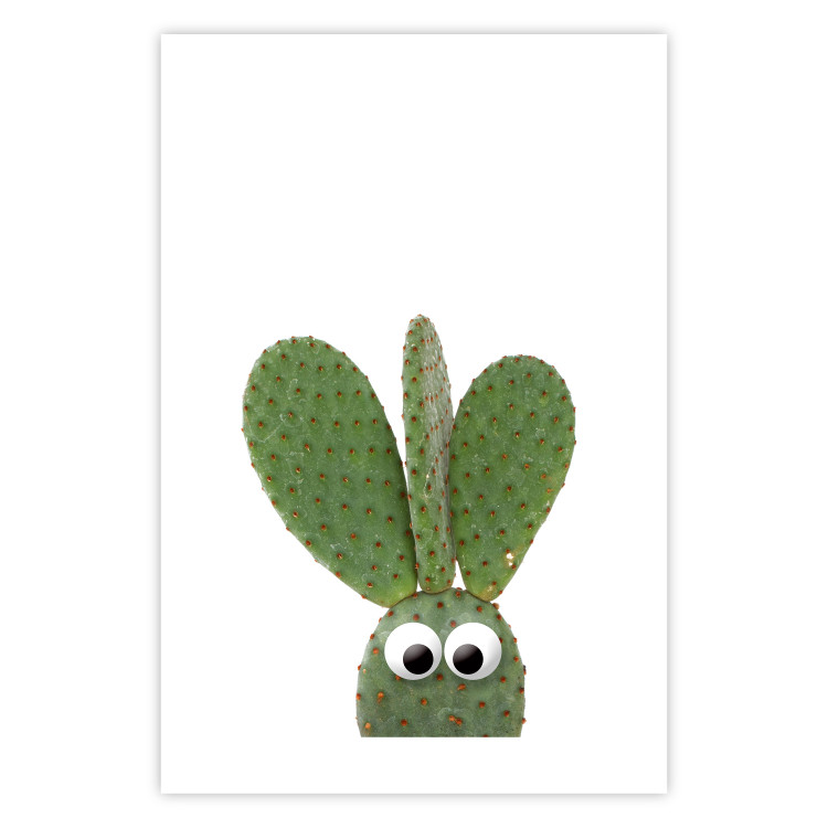 Wall Poster Eared Cactus - funny green plant with eyes on a solid background 116891 additionalImage 25